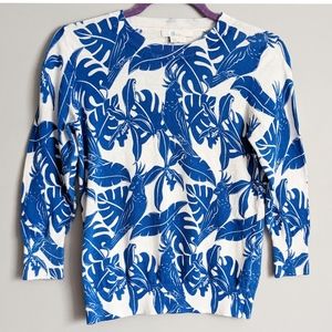 Boden Tropical Print Linen Burford Sweater